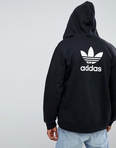 adidas Originals Trefoil zip through hoodie in black DN6016 - Черный
