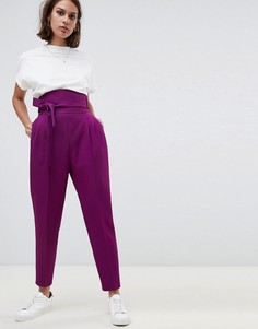 Суженные книзу брюки с завышенной талией и широкими штанинами ASOS DESIGN - Фиолетовый