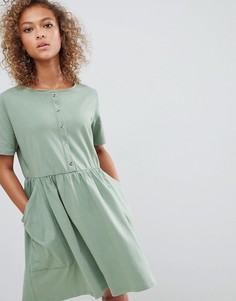 Свободное платье на пуговицах с карманами ASOS DESIGN - Зеленый