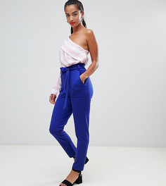 Брюки с завышенной талией и поясом Boohoo Petite - Синий