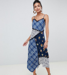 Платье-комбинация с принтом и кружевной отделкой ASOS DESIGN Tall - Мульти