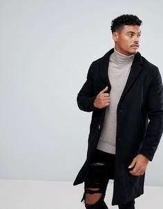 Черное шерстяное пальто Pull&Bear - Черный