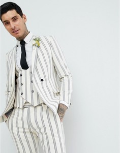 Супероблегающий пиджак кремового цвета в полоску Twisted Tailor wedding - Кремовый