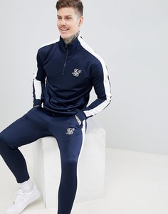 SikSilk cropped jogger in navy with white side stripe - Темно-синий