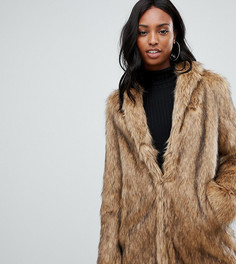 Шуба из искусственного меха с воротником-стойкой ASOS DESIGN Tall - Коричневый