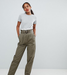 Широкие брюки с присборенным поясом и шнуровкой ASOS DESIGN Tall - Коричневый