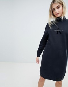 Трикотажное платье с отворотом Calvin Klein - Черный