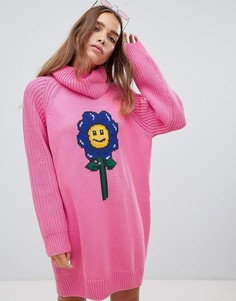 Платье-футболка с цветочной отделкой Lazy Oaf - Розовый