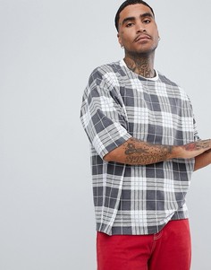 Oversize-футболка с принтом в клетку ASOS DESIGN - Белый