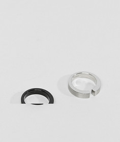 Серебристое и черное кольцо Emporio Armani - Серебряный