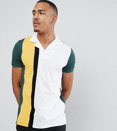 Футболка-поло в стиле колор блок ASOS DESIGN Tall - Зеленый