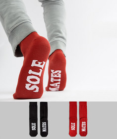 Набор из 2 пар носков для пары с надписью sole mates ASOS DESIGN - Мульти