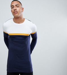 Темно-синий удлиненный обтягивающий лонгслив с контрастными вставками ASOS DESIGN Tall - Темно-синий