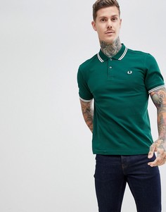 Зеленое поло с двойным кантом Fred Perry - Зеленый
