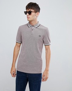Бордовое поло с контрастной отделкой на воротнике Fred Perry - Красный