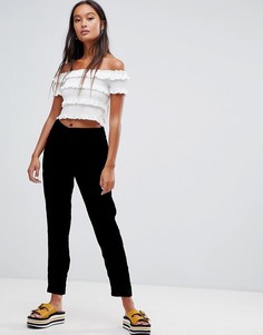 Бархатные узкие брюки New Look - Черный