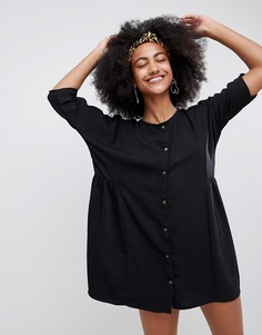 Свободное платье мини с пуговицами Monki - Черный