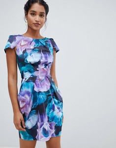 Платье-тюльпан с цветочным принтом и короткими рукавами Closet London - Мульти