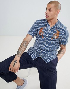 Атласная рубашка с принтом River Island - Синий