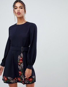 Платье с запахом и вышивкой Ted Baker Siliia Kirstenbosch - Темно-синий