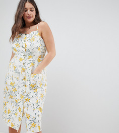 Летнее платье миди на пуговицах с цветочным принтом ASOS DESIGN Curve - Мульти
