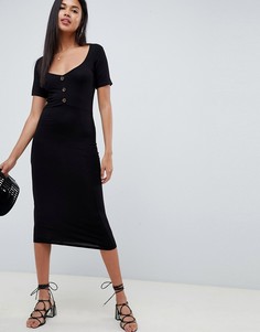 Чайное платье миди с пуговицами ASOS DESIGN - Черный