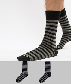 2 пары полосатых носков с контрастной пяткой Selected Homme - Черный