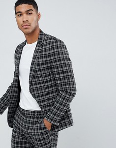 Черный облегающий пиджак в клетку ASOS DESIGN - Черный