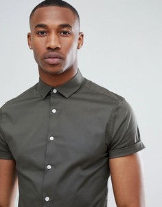 Приталенная рубашка цвета хаки ASOS DESIGN - Зеленый