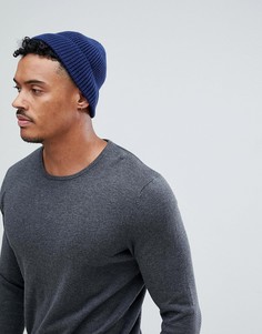 Темно-синяя шапка-бини ASOS DESIGN - Темно-синий