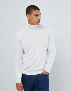 Белый меланжевый хлопковый джемпер с высоким воротом ASOS DESIGN - Белый