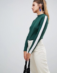 Топ с высоким воротом и полосами на рукавах Brave Soul Paxtor - Черный