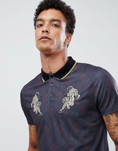 Фактурное трикотажное поло с вышивкой тигров ASOS DESIGN - Красный