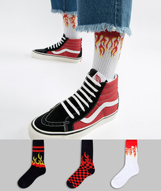 Набор из 3 пар носков в спортивном стиле с узором в виде пламени ASOS DESIGN - Мульти