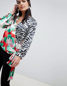 Топ с запахом и принтом ASOS DESIGN - Мульти