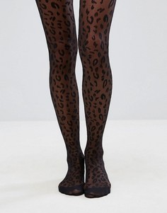 Колготки с леопардовым принтом ASOS DESIGN - Черный
