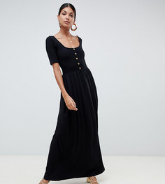Платье макси с черепаховыми пуговицами ASOS DESIGN Tall - Черный