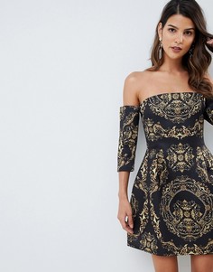 Платье мини с открытыми плечами и принтом цепочек ASOS DESIGN - Мульти