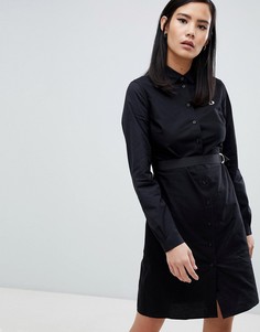 Черное платье-рубашка с контрастной строчкой Fred Perry - Черный