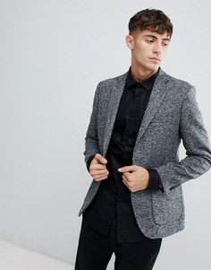 Приталенный трикотажный блейзер в крапинку Moss London - Черный