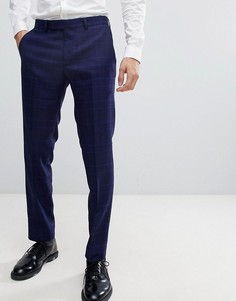 Фланелевые брюки скинни в клетку Moss London - Синий