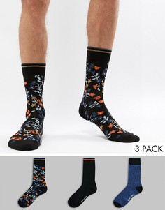 Комплект из 3 пар носков с цветочным узором Ben Sherman - Черный