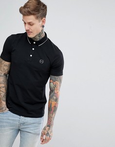 Черная облегающая футболка-поло с отделкой на воротнике и логотипом Armani Exchange - Черный