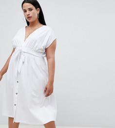 Платье миди с поясом ASOS DESIGN Curve - Белый
