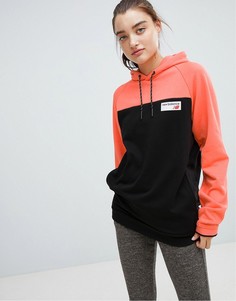 Худи кораллового цвета в стиле колор блок New Balance - Розовый