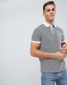 Эластичная футболка-поло в полоску с контрастным воротником и манжетами Abercrombie & Fitch - Темно-синий