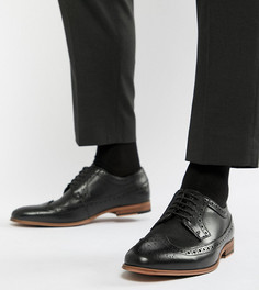 Черные кожаные броги для широкой стопы с натуральной подошвой ASOS DESIGN - Черный