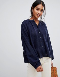 Блузка с вышивкой ришелье Free People Down From The Clouds - Темно-синий
