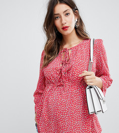 Блузка с цветочным принтом и завязкой Glamorous Bloom Maternity - Розовый