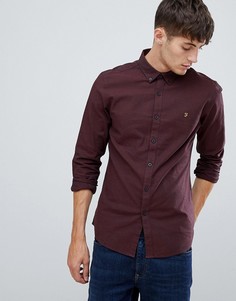 Farah Steen slim fit textured stretch shirt in burgundy - Красный